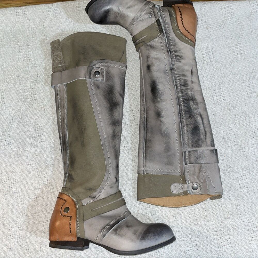 Kelsi Dagger Women’s Riding Boots Size 6 M Mottled Gray Leather Going out Party